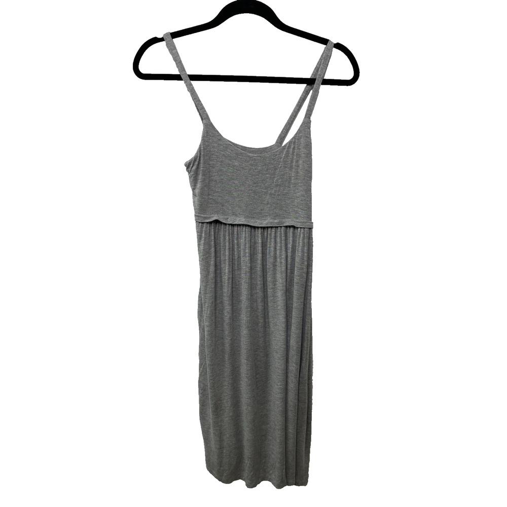 Loft Tank Dress Light Grey Sleeveless Minimalist Sundress Basic Pockets XS Pet‎